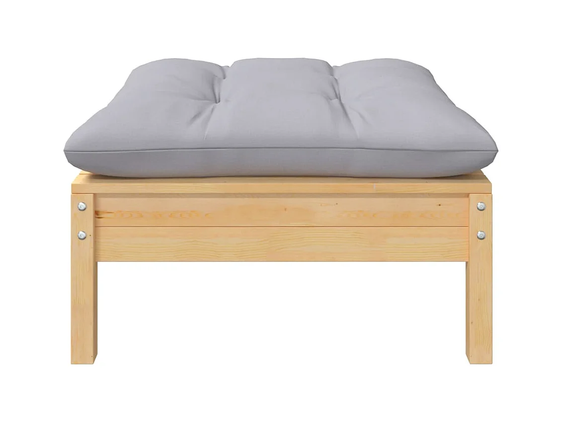 Sparks  Repose-pied de jardin avec coussin gris Bois de pin massif