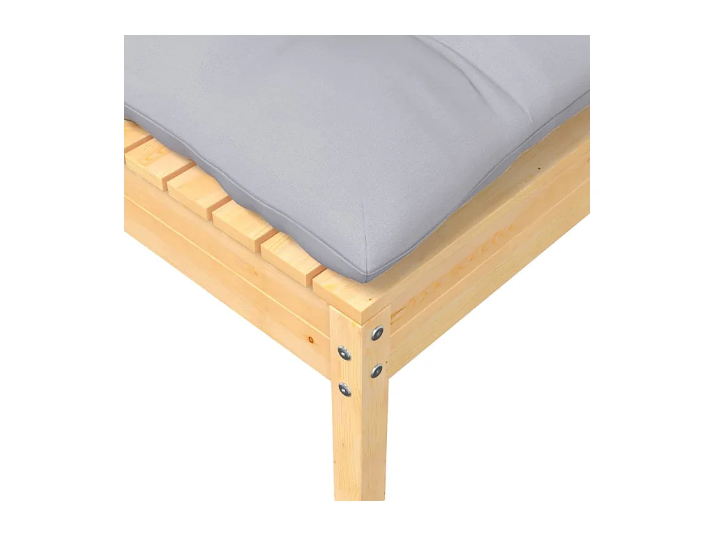 Sparks  Repose-pied de jardin avec coussin gris Bois de pin massif