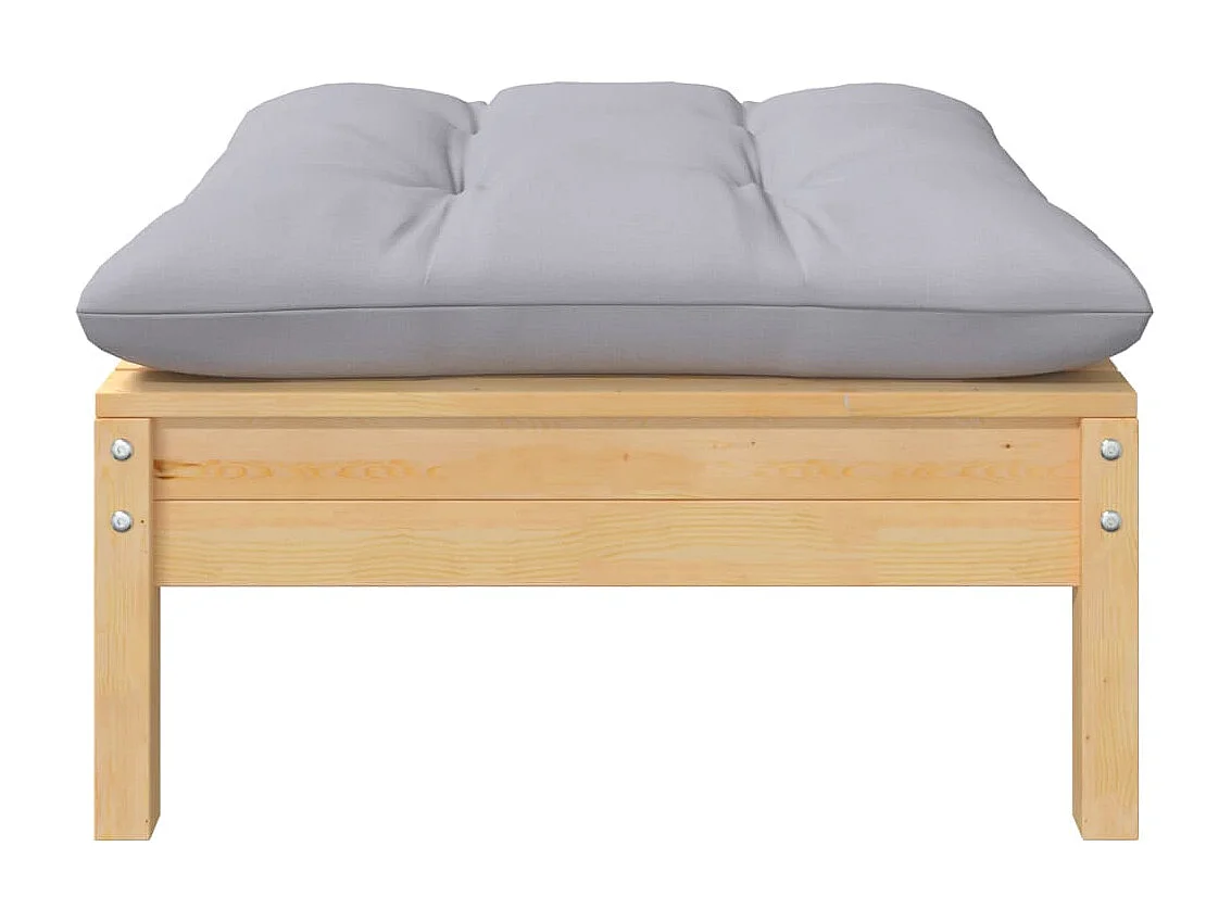 Sparks  Repose-pied de jardin avec coussin gris Bois de pin massif
