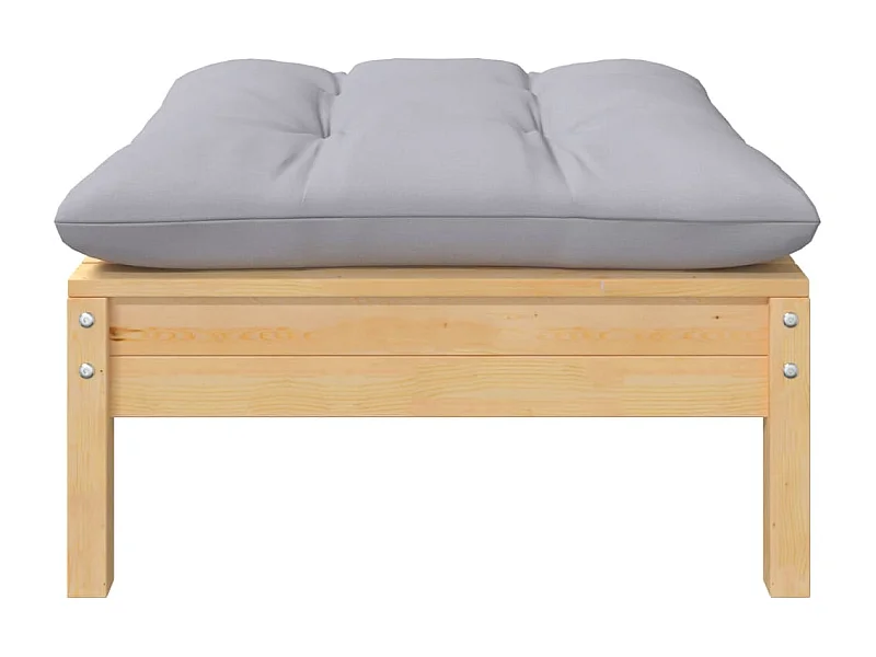 Sparks  Repose-pied de jardin avec coussin gris Bois de pin massif
