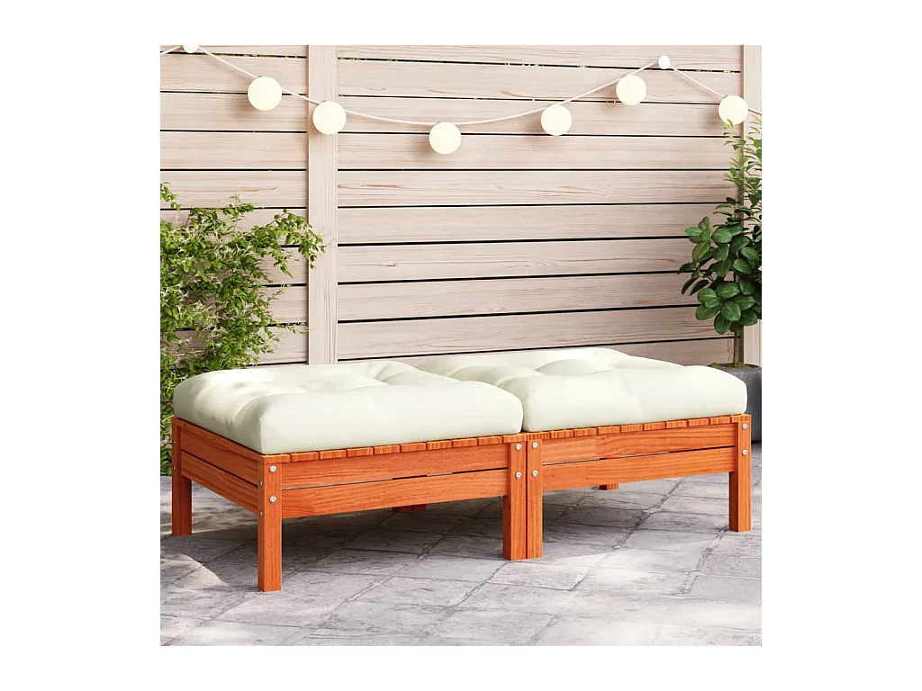 Sparks  Reposapiés jardín cojines 2 uds madera maciza pino marrón cera