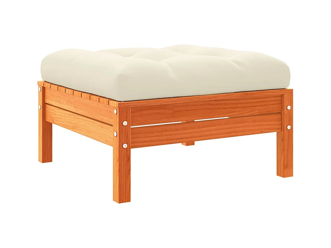 Sparks  Reposapiés jardín cojines 2 uds madera maciza pino marrón cera