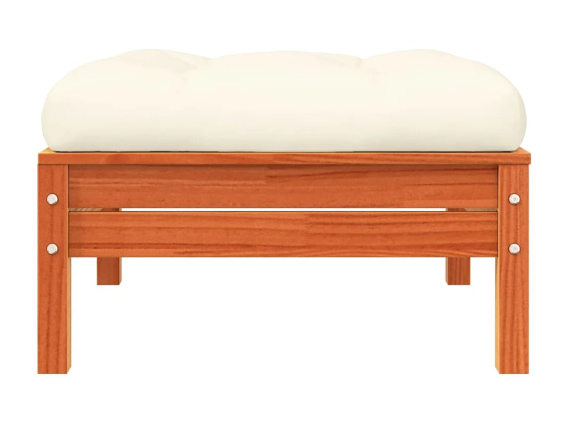 Sparks  Reposapiés jardín cojines 2 uds madera maciza pino marrón cera