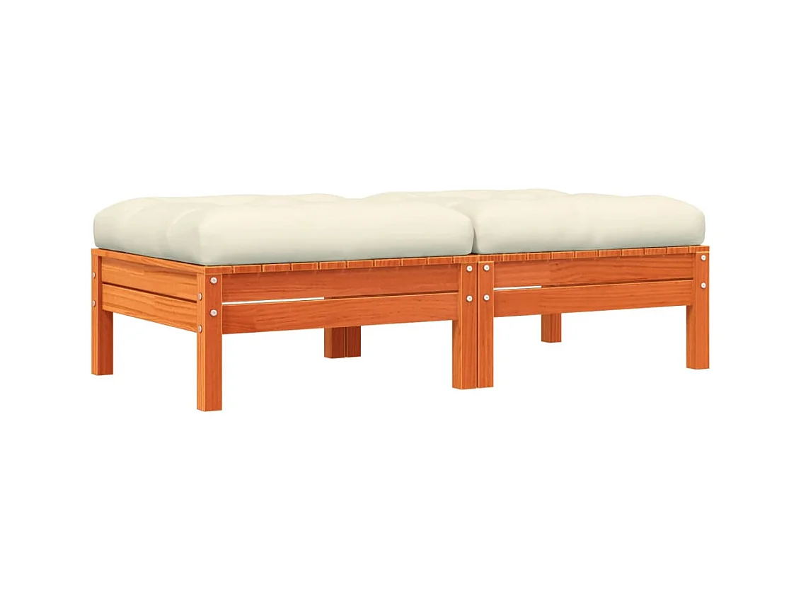 Sparks  Repose-pieds de jardin avec coussins 2 pcs bois massif pin