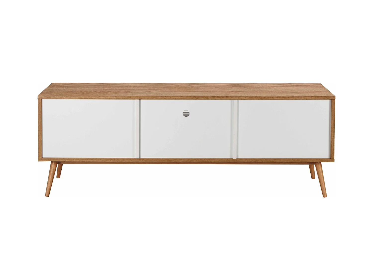Meuble TV effet bois clair et blanc 150 cm scandinave