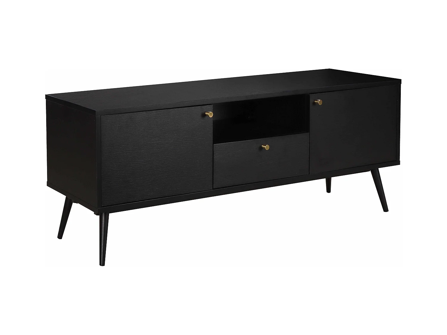 Meuble TV effet bois noir 150 cm scandinave