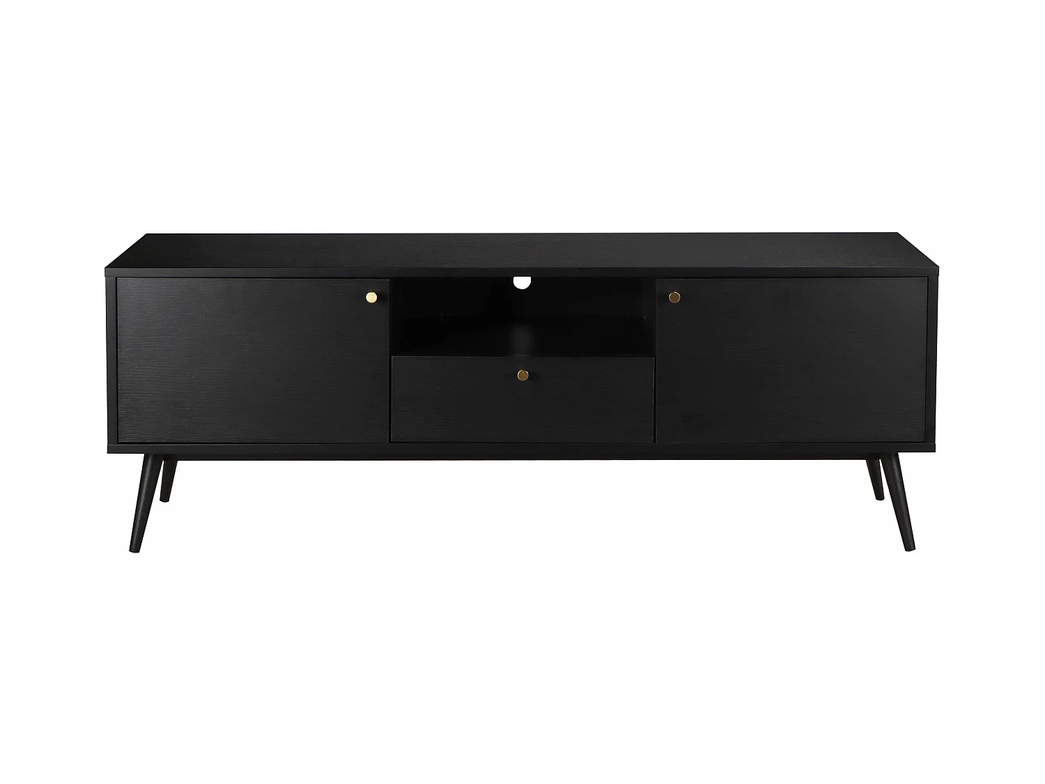 Meuble TV effet bois noir 150 cm scandinave