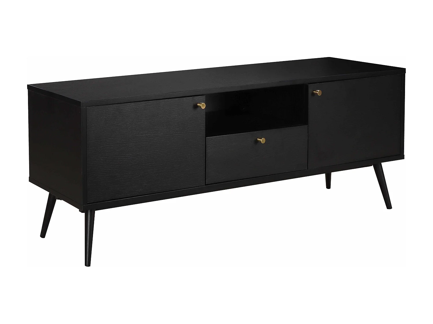 Meuble TV effet bois noir 150 cm scandinave