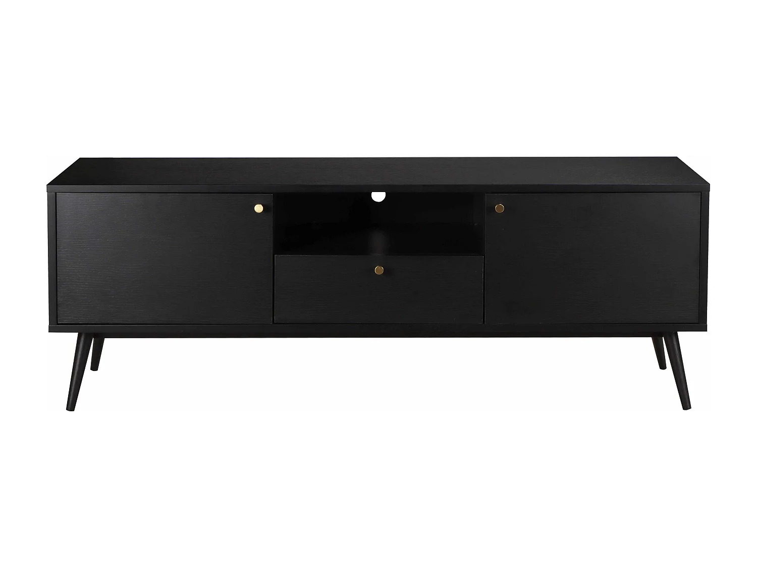 Meuble TV effet bois noir 150 cm scandinave