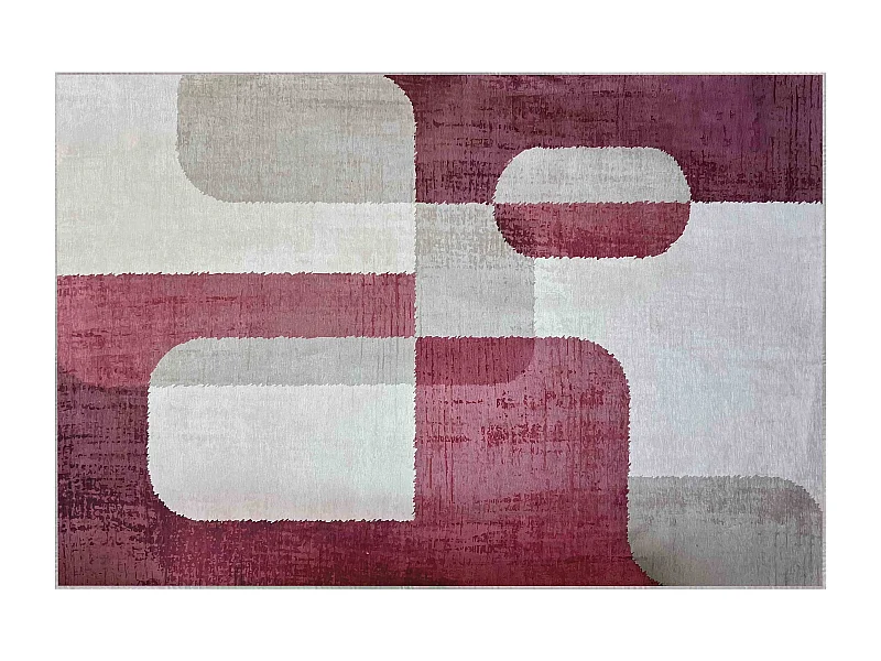 Tapis chenille rectangulaire en polyester à poils courts fuschia