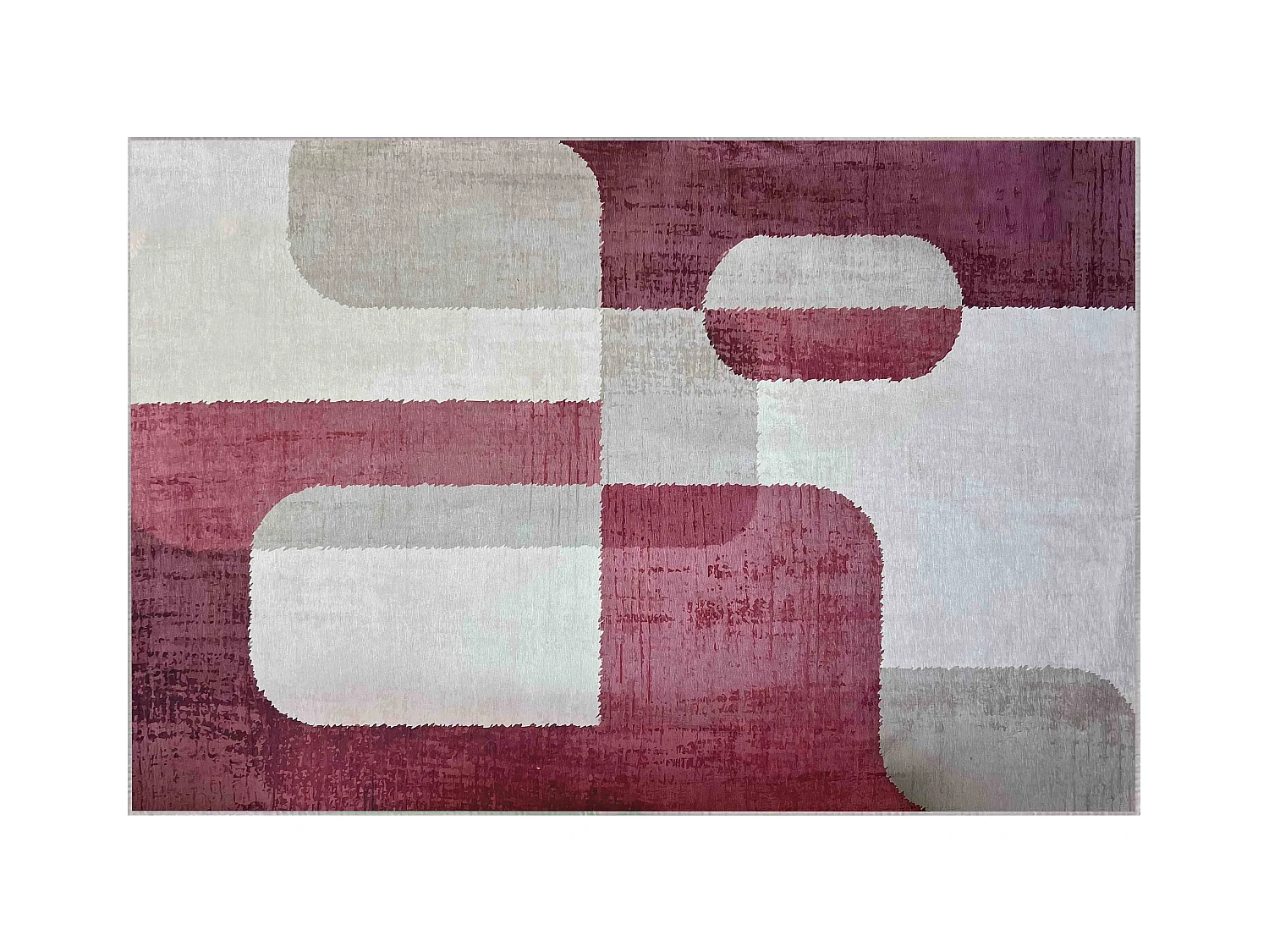Tapis chenille rectangulaire en polyester à poils courts fuschia