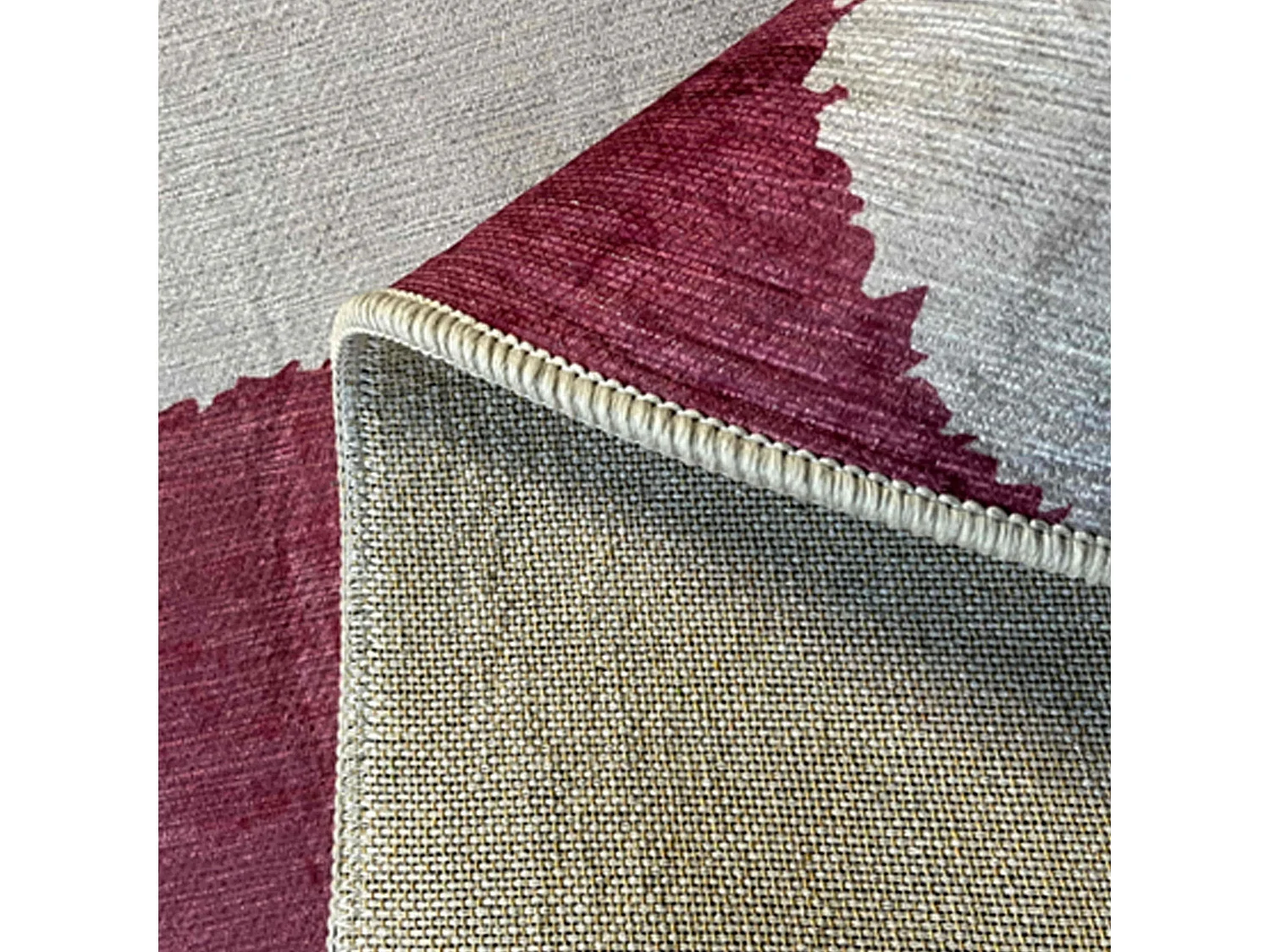 Tapis chenille rectangulaire en polyester à poils courts fuschia