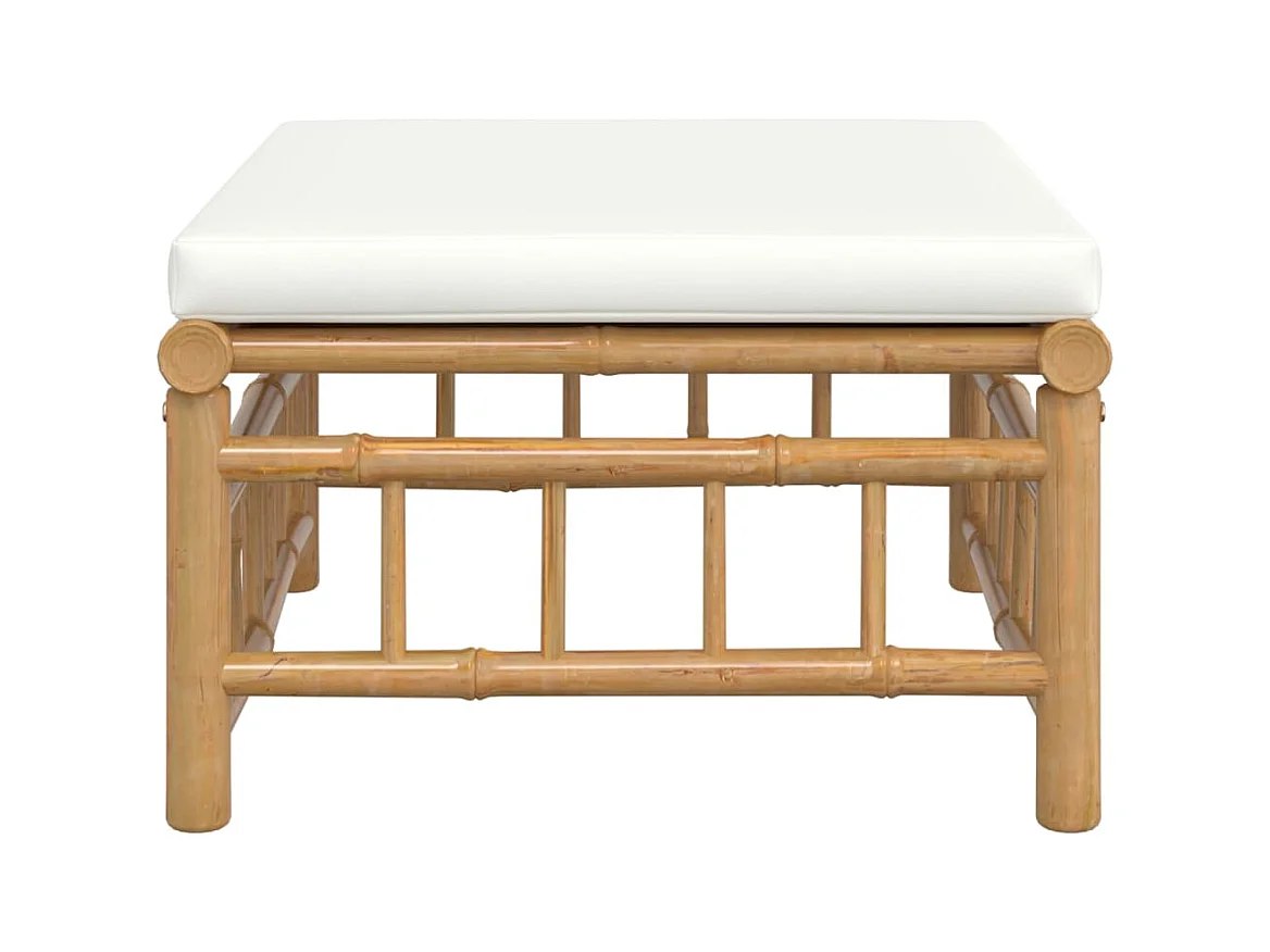 Buena Park  Repose-pieds de jardin avec coussin blanc crème bambou