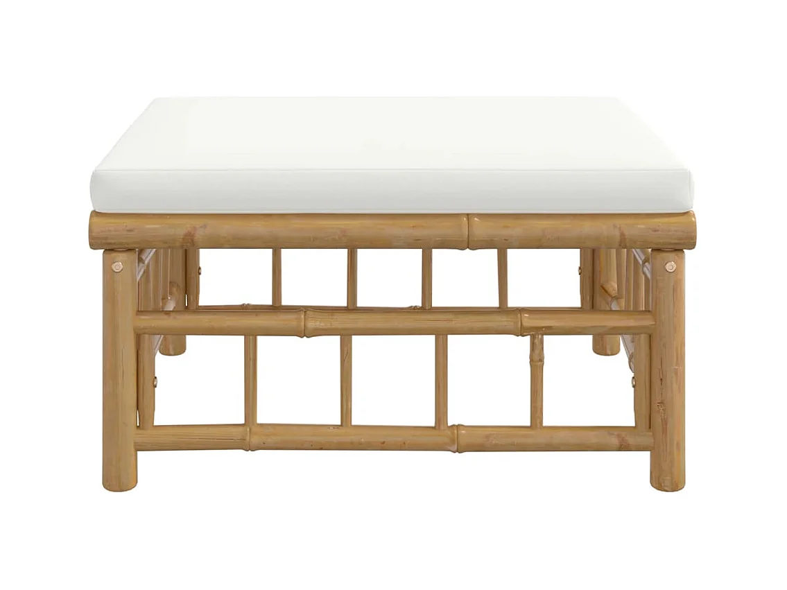 Buena Park  Repose-pieds de jardin avec coussin blanc crème bambou