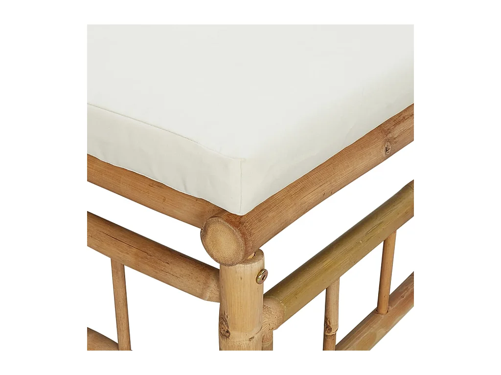 Buena Park  Repose-pieds de jardin avec coussin blanc crème bambou