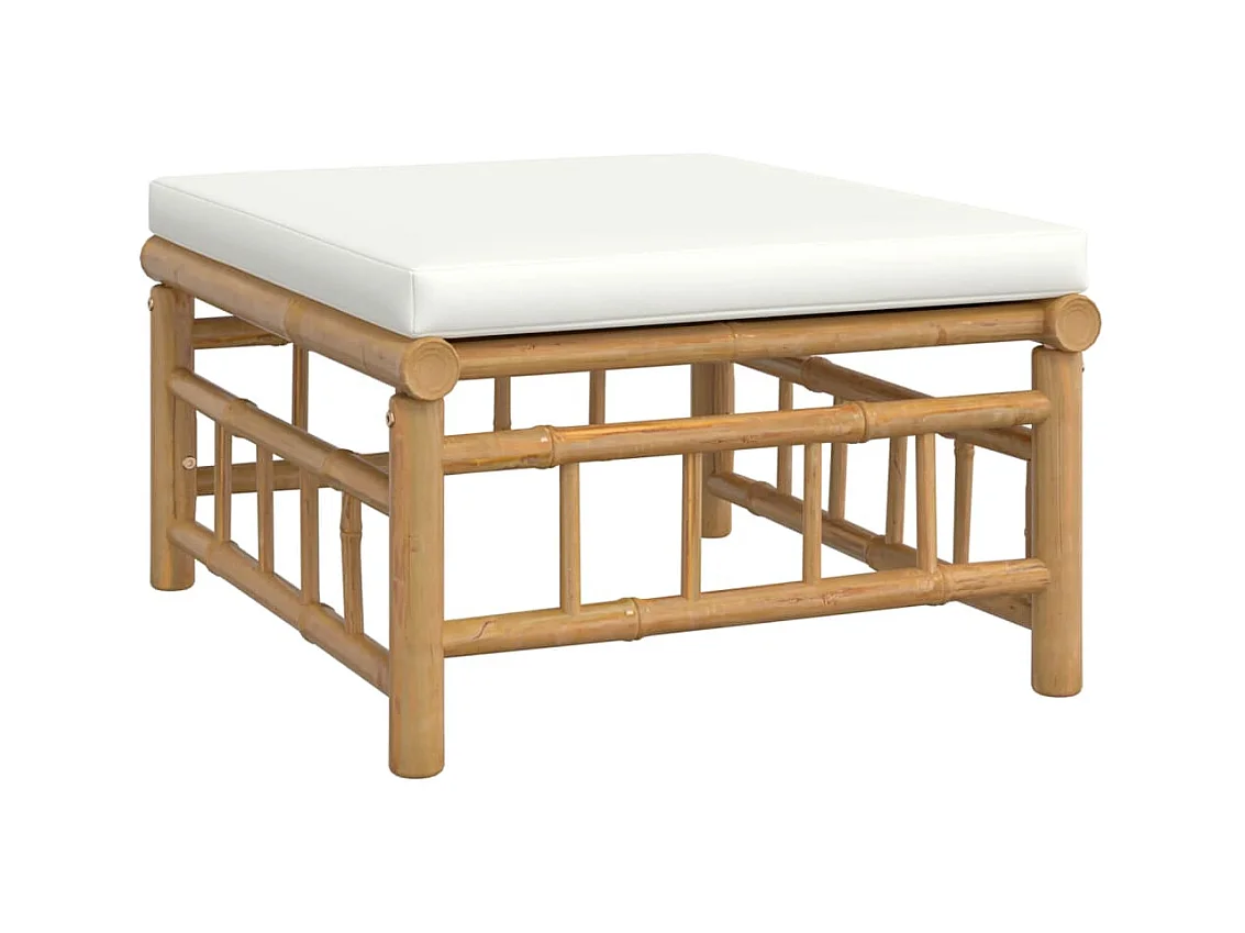 Buena Park  Repose-pieds de jardin avec coussin blanc crème bambou