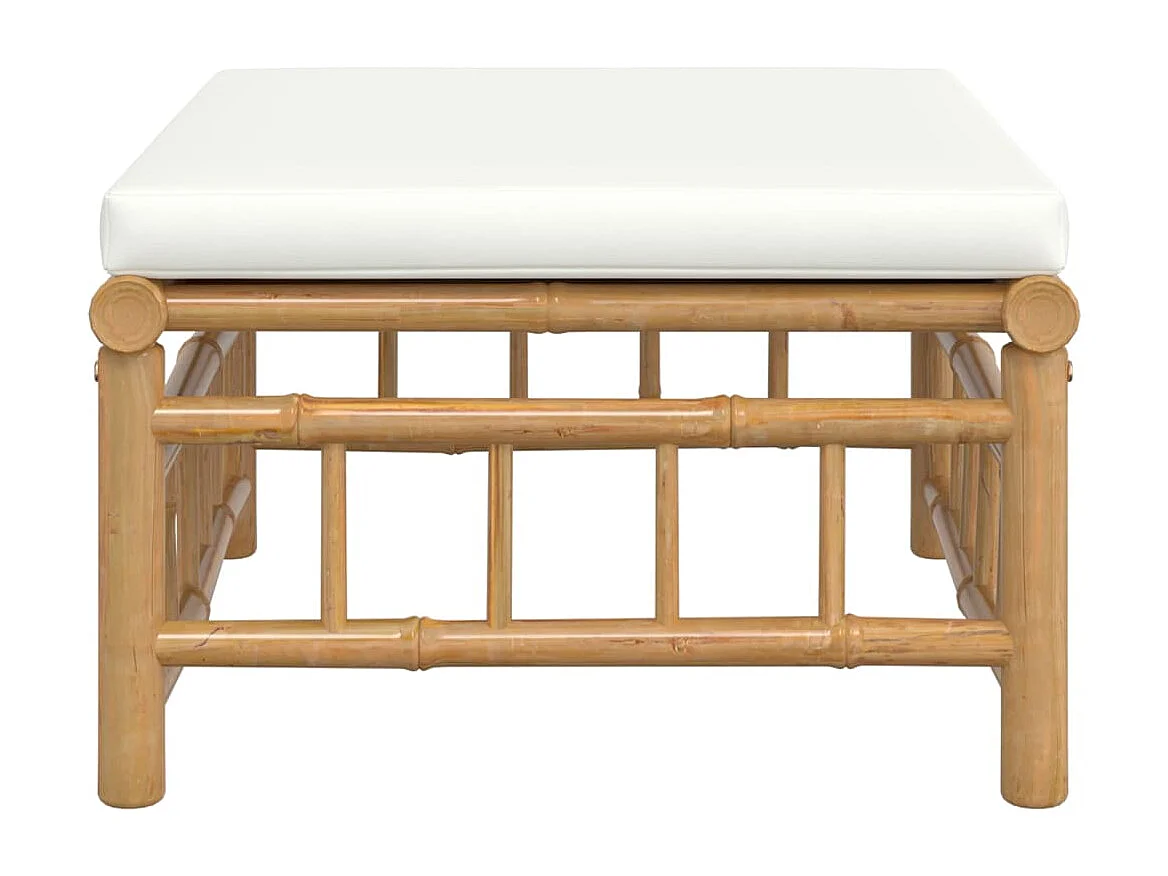 Buena Park  Repose-pieds de jardin avec coussin blanc crème bambou