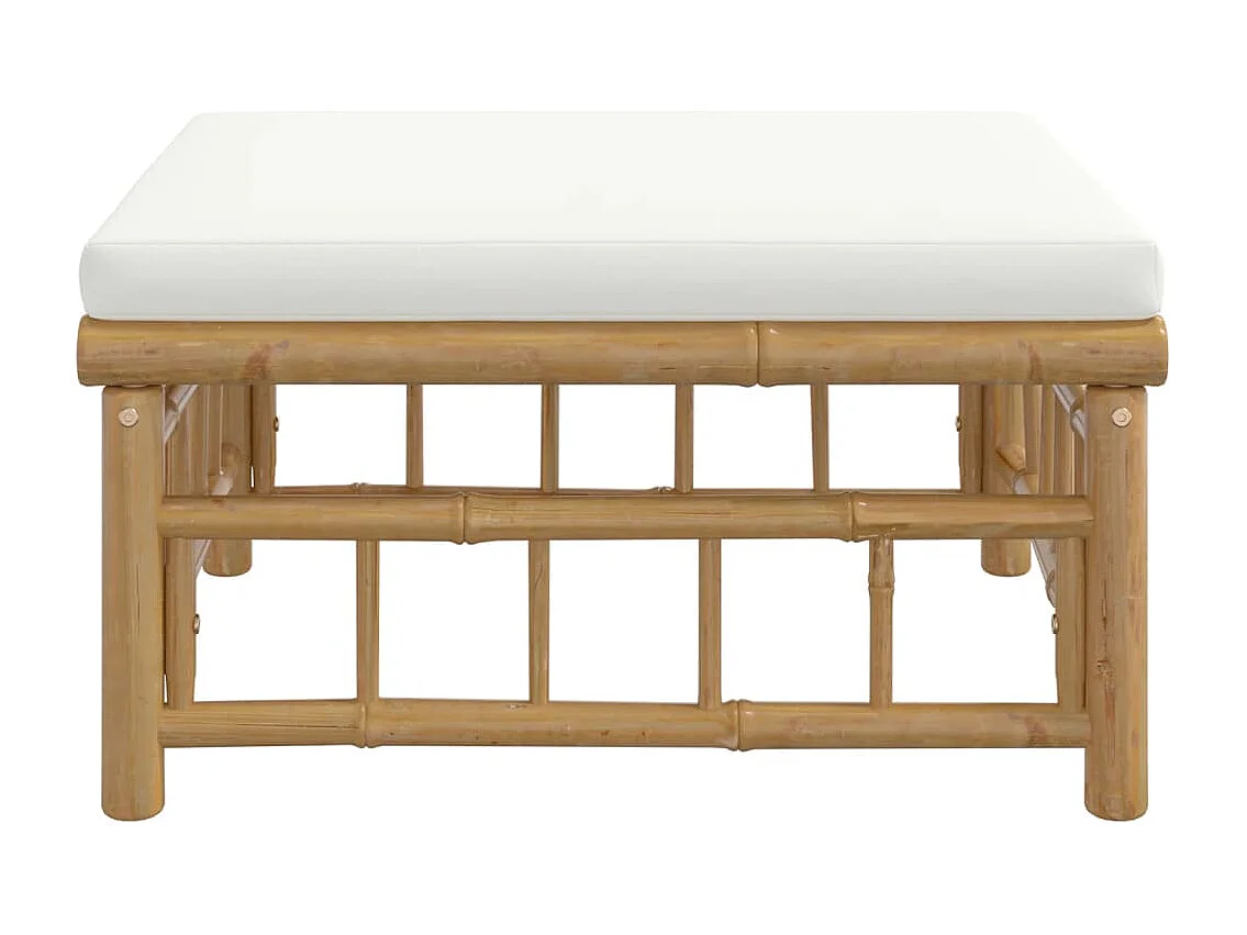 Buena Park  Repose-pieds de jardin avec coussin blanc crème bambou