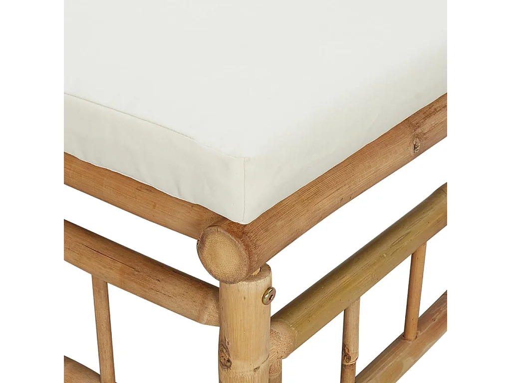 Buena Park  Repose-pieds de jardin avec coussin blanc crème bambou