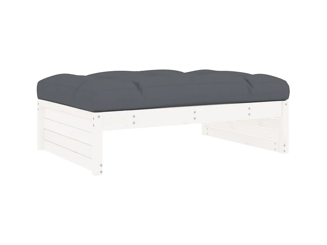 Anne-Camille  Repose-pied de jardin 120x80 cm blanc bois de pin massif