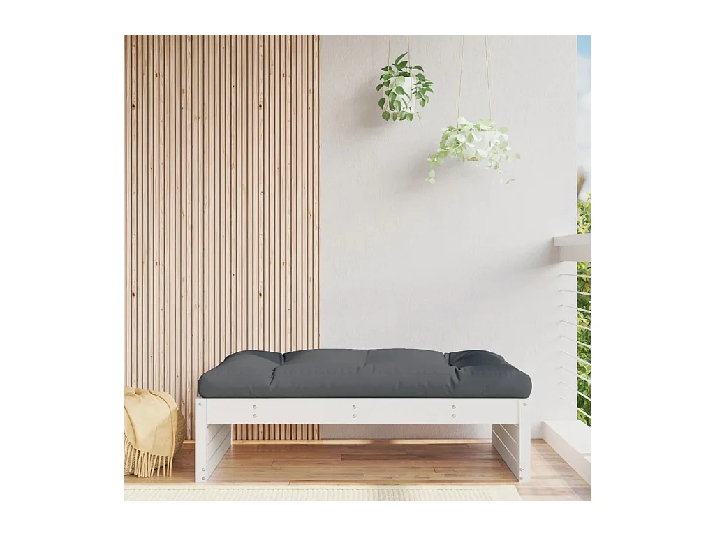 Anne-Camille  Repose-pied de jardin 120x80 cm blanc bois de pin massif