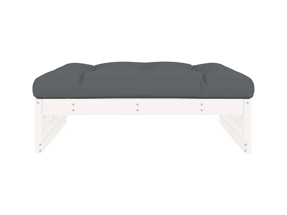 Anne-Camille  Repose-pied de jardin 120x80 cm blanc bois de pin massif