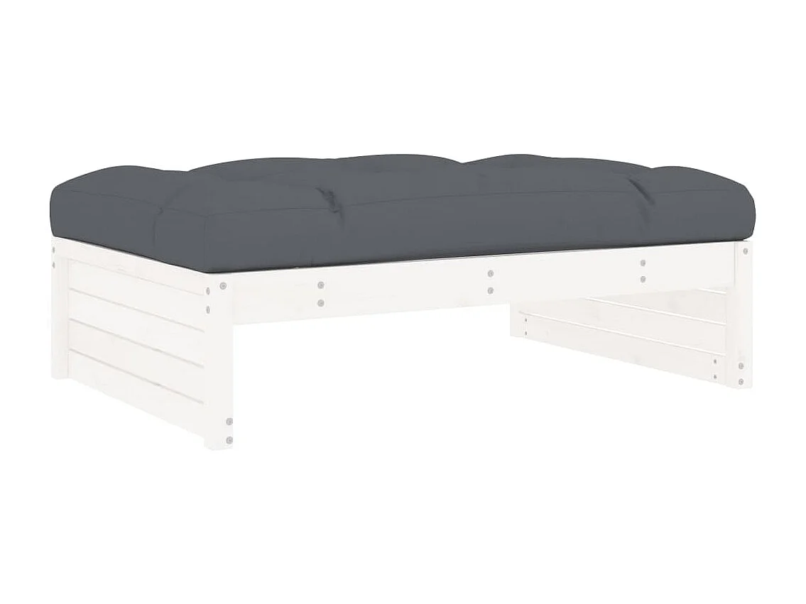 Anne-Camille  Repose-pied de jardin 120x80 cm blanc bois de pin massif