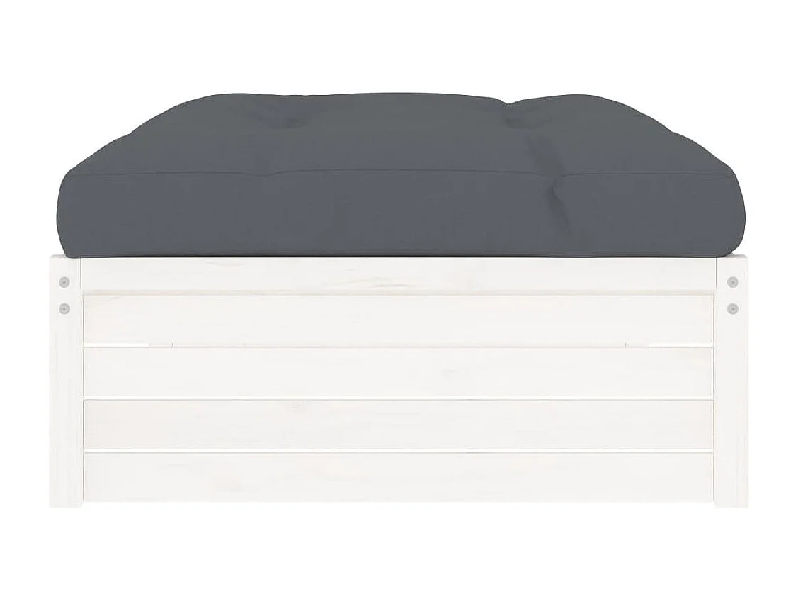 Anne-Camille  Repose-pied de jardin 120x80 cm blanc bois de pin massif