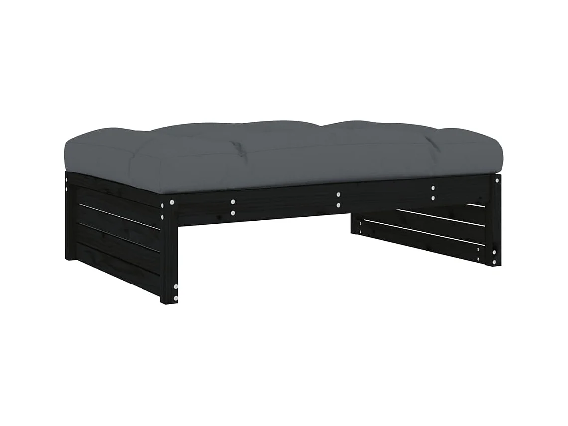 Anne-Camille  Repose-pied de jardin 120x80 cm noir bois de pin massif