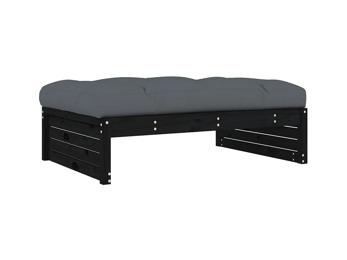 Anne-Camille  Repose-pied de jardin 120x80 cm noir bois de pin massif