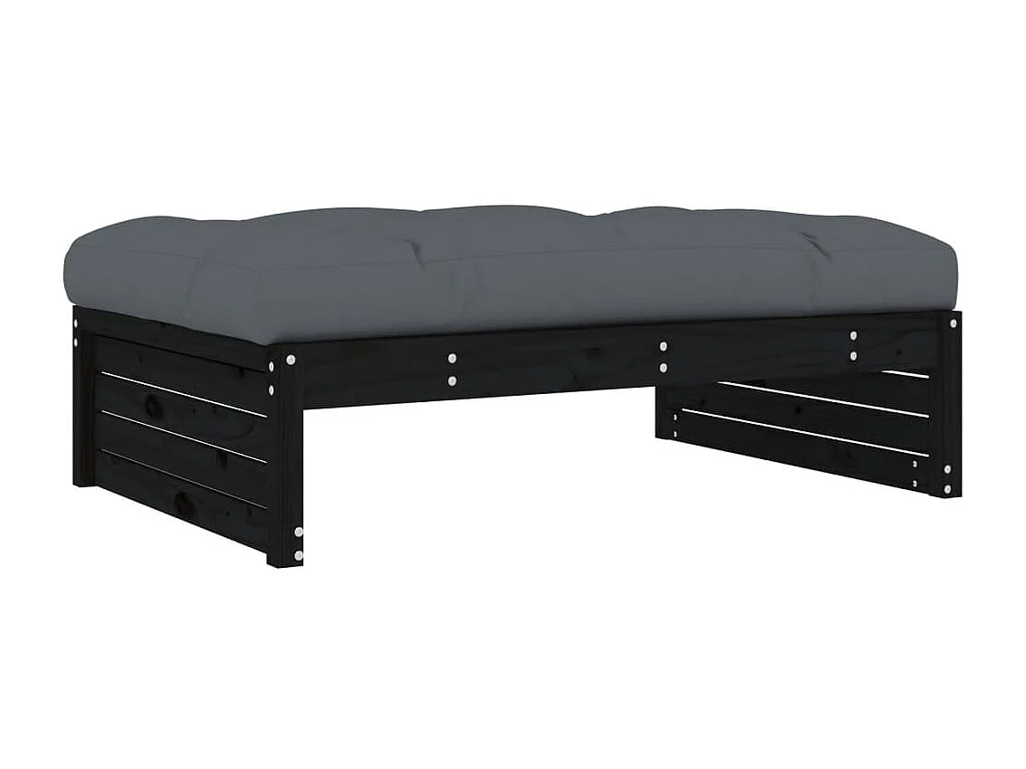 Anne-Camille  Repose-pied de jardin 120x80 cm noir bois de pin massif