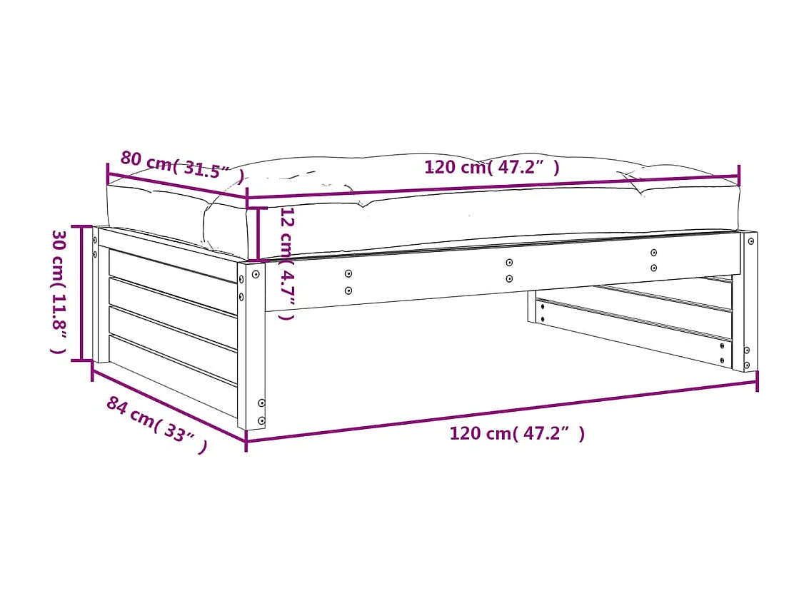 Anne-Camille  Repose-pied de jardin 120x80 cm bois de pin imprégné