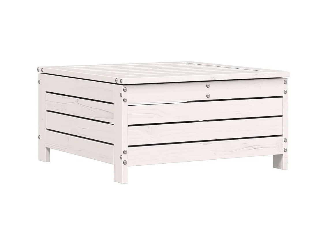 Floran  Repose-pied de jardin avec coussin blanc bois de pin massif