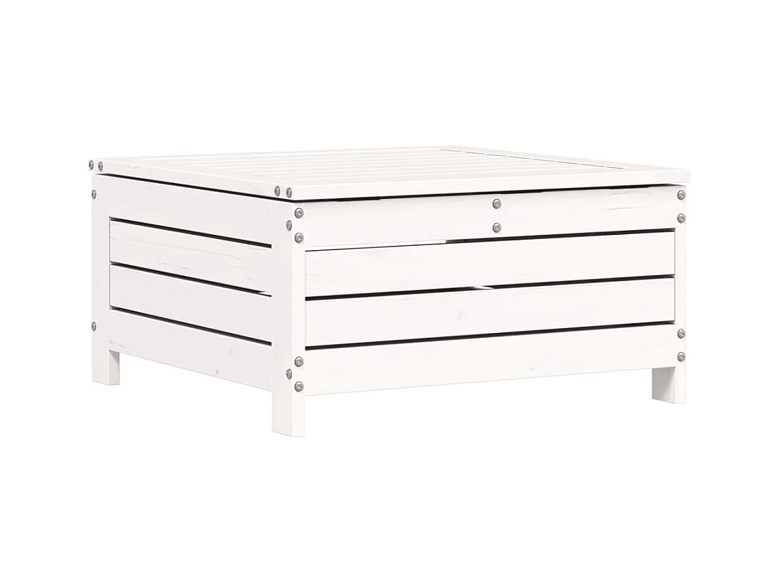 Floran  Repose-pied de jardin avec coussin blanc bois de pin massif