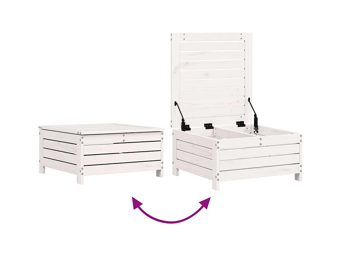 Floran  Repose-pied de jardin avec coussin blanc bois de pin massif