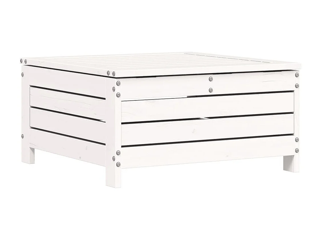 Floran  Repose-pied de jardin avec coussin blanc bois de pin massif