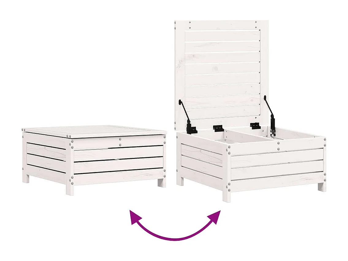 Floran  Repose-pied de jardin avec coussin blanc bois de pin massif