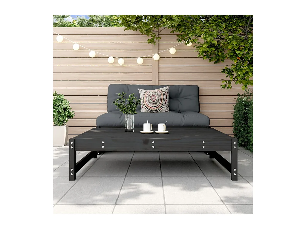 Romar  Taburete de jardín madera maciza de pino negro 120x80 cm