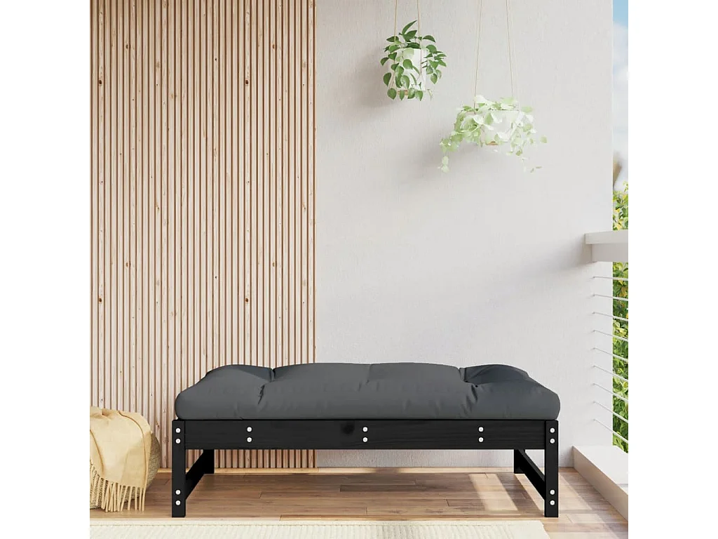 Romar  Repose-pied de jardin 120x80 cm noir bois de pin massif