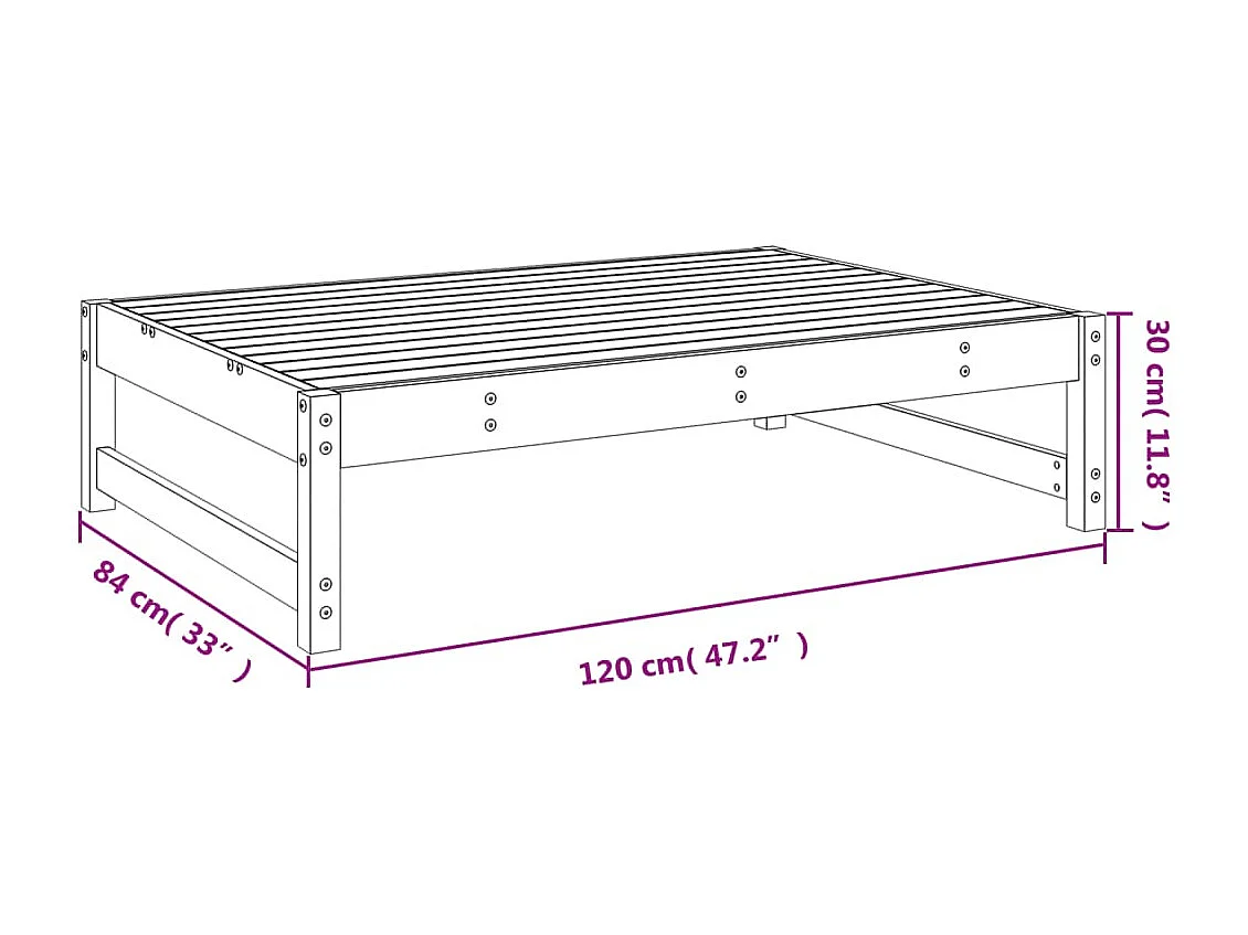 Romar  Repose-pied de jardin 120x80 cm noir bois de pin massif