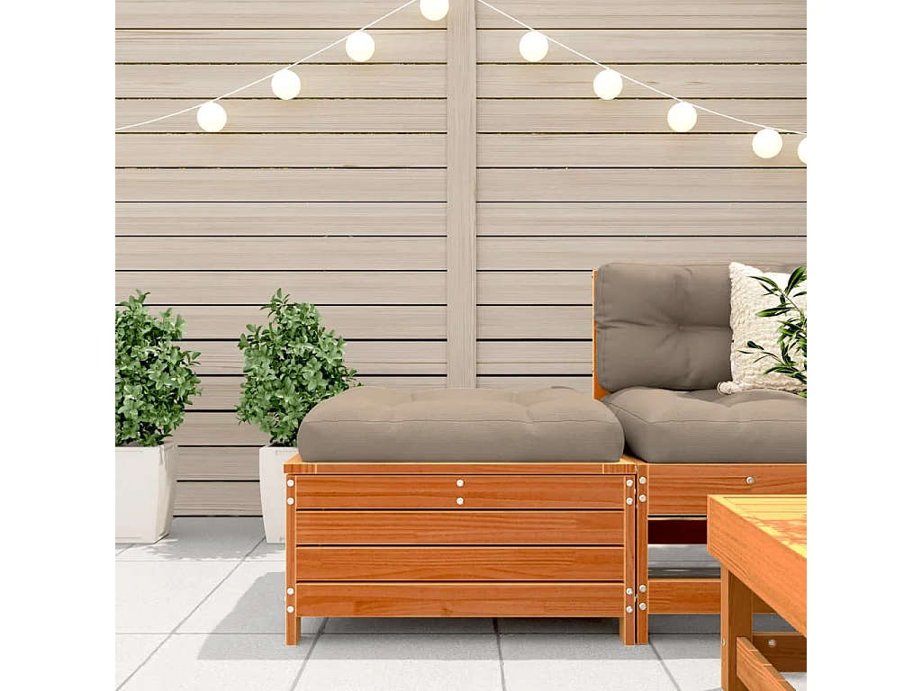 Floran  Repose-pied de jardin avec coussin bois massif de pin