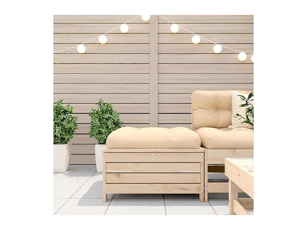 Floran  Repose-pied de jardin avec coussin bois de pin massif