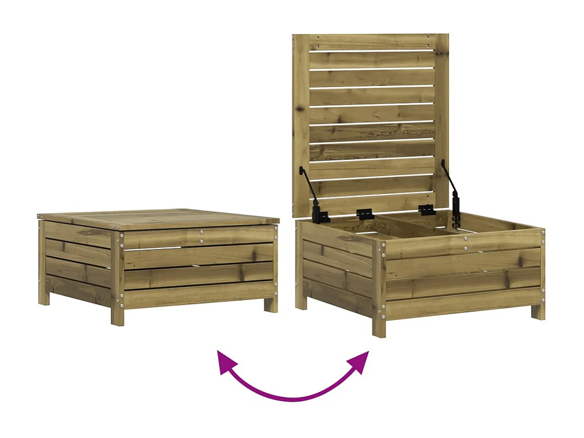 Floran  Repose-pied de jardin avec coussin bois de pin imprégné