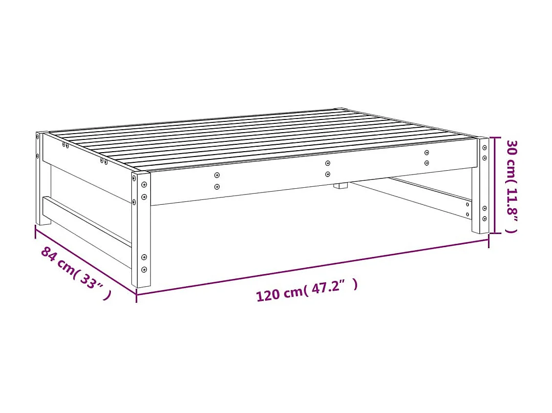 Romar  Tuinvoetenbank 120x80 cm massief grenenhout grijs