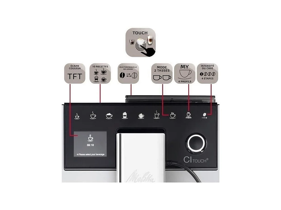 Machine a café avec broyeur MELITTA CI Touch F630-101 -Argent