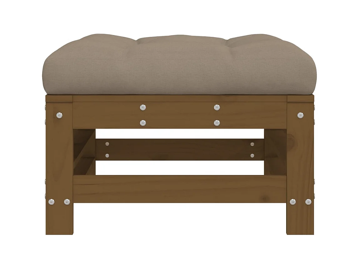 Livan  Repose-pied de jardin et coussin marron miel bois de pin massif