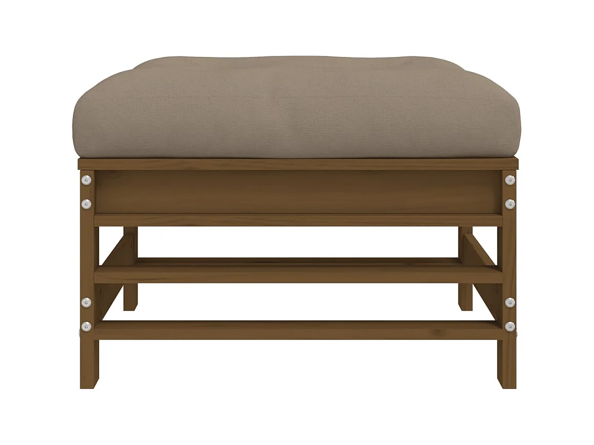 Livan  Repose-pied de jardin et coussin marron miel bois de pin massif