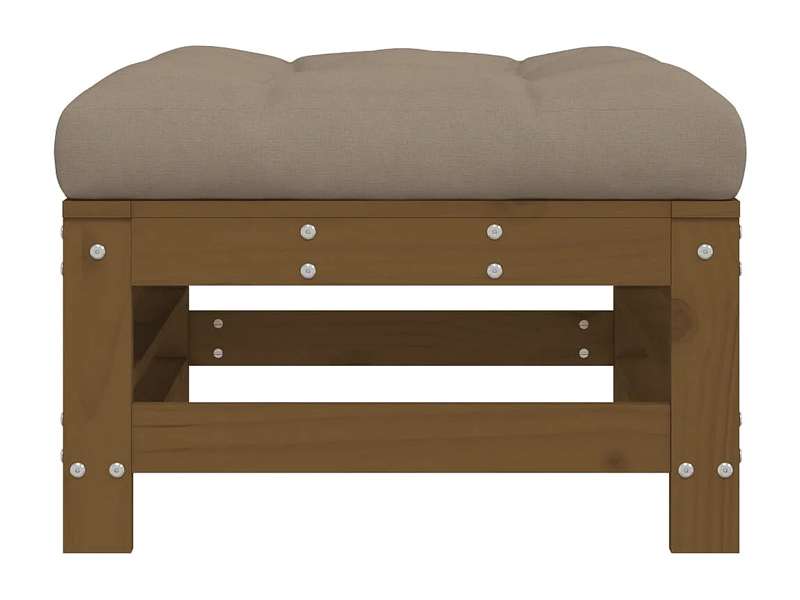 Livan  Taburete de jardín con cojín madera maciza de pino marrón miel