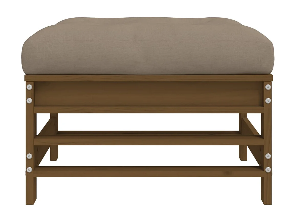 Livan  Taburete de jardín con cojín madera maciza de pino marrón miel