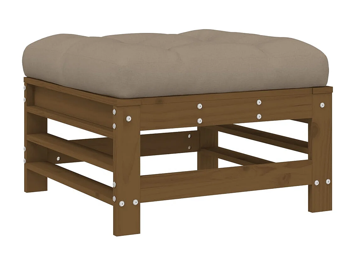 Livan  Taburete de jardín con cojín madera maciza de pino marrón miel